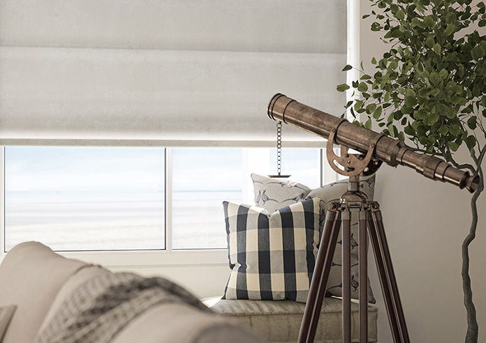 Florence Faux Suede, Grey Mist - Motorised Roman Blind - Image 5